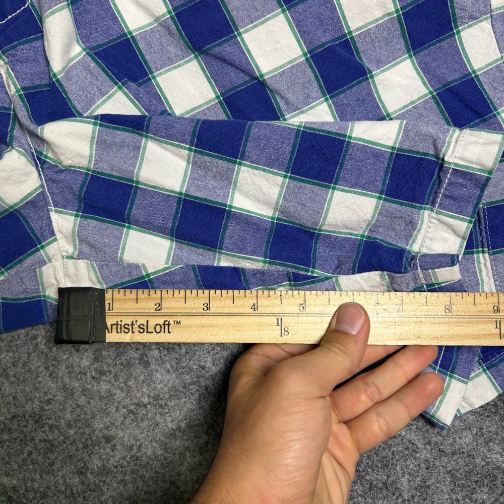 Old Navy Blue White Plaid Chino Shorts Mens Size 34 Preppy Summer Casual Retro - Picture 2 of 7